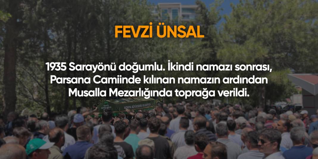 Konya'da bugün vefat edenler | 27 Haziran 2025 3